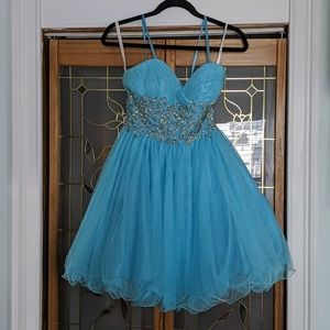 In Phase Fashions sky blue prom dress